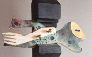 Harcos angyal, zomncozott vrsrz, fa, m.: 45 cm, 2008 krl